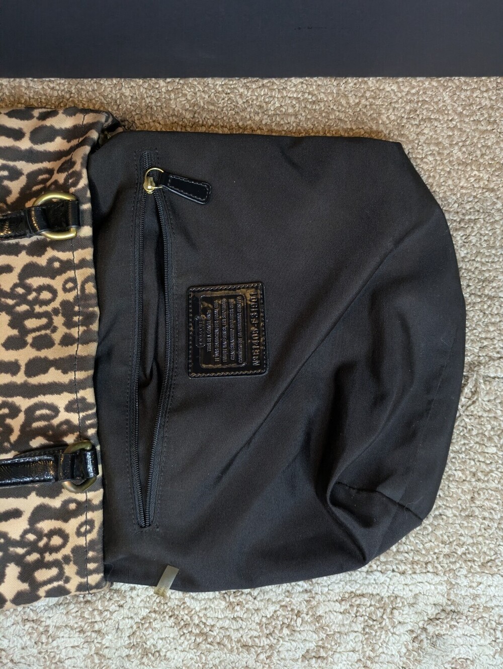 Coach F31901 Chelsea SIS Tote Shoulder Purse Black Tan Leopard Print Leather - Picture 9 of 9